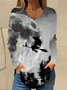 V Neck Casual Loose Halloween Blouse