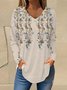 Loose Floral Casual V Neck Blouse