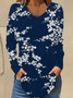 Casual V Neck Floral Early Autumn Blouse
