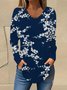 Casual V Neck Floral Early Autumn Blouse