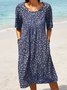 Pockets Round Neck Loosen Midi
