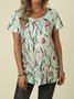 Casual Cotton Blends Printed Tops