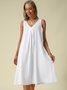 Casual Round Neck Plain Midi