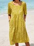 Pockets Round Neck Loosen Midi