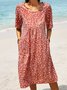 Pockets Round Neck Loosen Midi