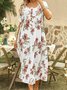 Floral Loosen Boat Neck Midi