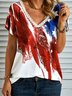 Striped Casual V Neck T-shirt