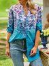 Floral Autumn Casual Lightweight No Elasticity Daily Polyester fibre Long sleeve Loose Blouse for Women