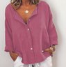 Solid Cotton Blends Blouses