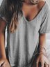 Casual V Neck Plain T-shirt