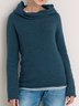 Wool/knitting Asymmetrical Neck Casual Blouses
