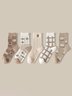Retro Bear Heart Cotton Warm Socks 5 Piece Set