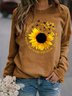 Cotton Blends Sunflower Casual Hoodies & Sweatshirt