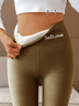 Solid Cotton Blends Skinny Leggings