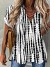 Loosen V Neck Striped Blouses