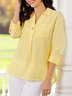 Casual Solid Cotton Blouses
