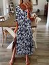 Casual Floral Loose Jersey Maxi