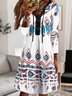 Casual Ethnic Autumn V neck Loose Midi Long sleeve Medium Elasticity Regular Size Dress for Women