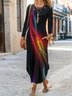 Casual Abstract Autumn Micro-Elasticity Loose Jersey Best Sell Long sleeve Crew Neck Dresses for Women