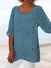 Casual V Neck Plain Top