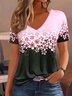 Women's Floral Printing Knitted V Neck Daily Going Out Casual Top