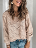 Color Block Yarn/Wool Yarn Loose Casual Sweater