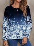 Crew Neck Floral Loose Casual Sweatshirt