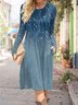Floral Regular Fit Casual Crew Neck Dress With No