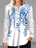 Casual V Neck Lace Blouse