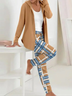 Hoodie Loose Plaid Casual Two-Piece Set