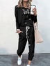 Casual Crew Neck Two-Piece Set