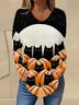 Casual Loose Halloween V Neck Blouse