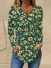 Casual V Neck Floral Early Autumn Blouse