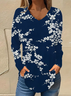 Casual V Neck Floral Early Autumn Blouse