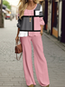 Abstract Graphic Pocket Stitching Casual Crew Neck Two-Piece Set