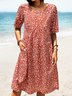 Pockets Round Neck Loosen Midi